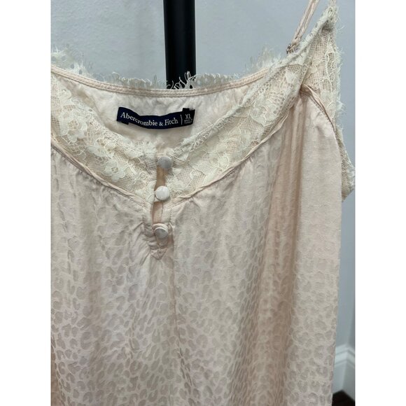 Abercrombie & Fitch XL Beige Lace Trim Cami Top Leopard Print 90s Y2K Babydoll - Picture 4 of 8